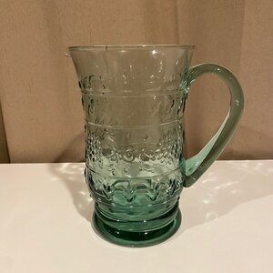 Vintage‎ Garden Harvest Green Glass Pitcher 8x7” – Minor Crack